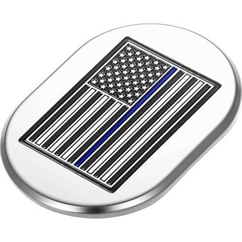 FIGURATI DESIGNS Antenna Cover - Right Rear Fender - Blue Line American Flag - Chrome FD70-AC-SS-RT