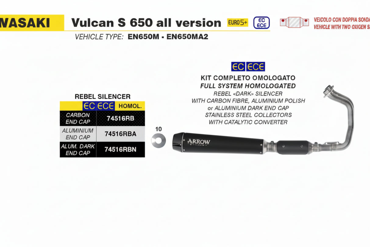 KAWASAKI VULCAN S 650 E5+ '25 REBEL NICHROM DARK EXHAUST - 74516RBNT