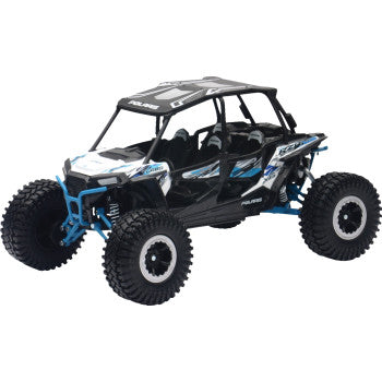New Ray Toys Polaris RZR XP 4 Turbo EPS Rock Crawler - 1:18 Scale - Black/White/Blue 57976A
