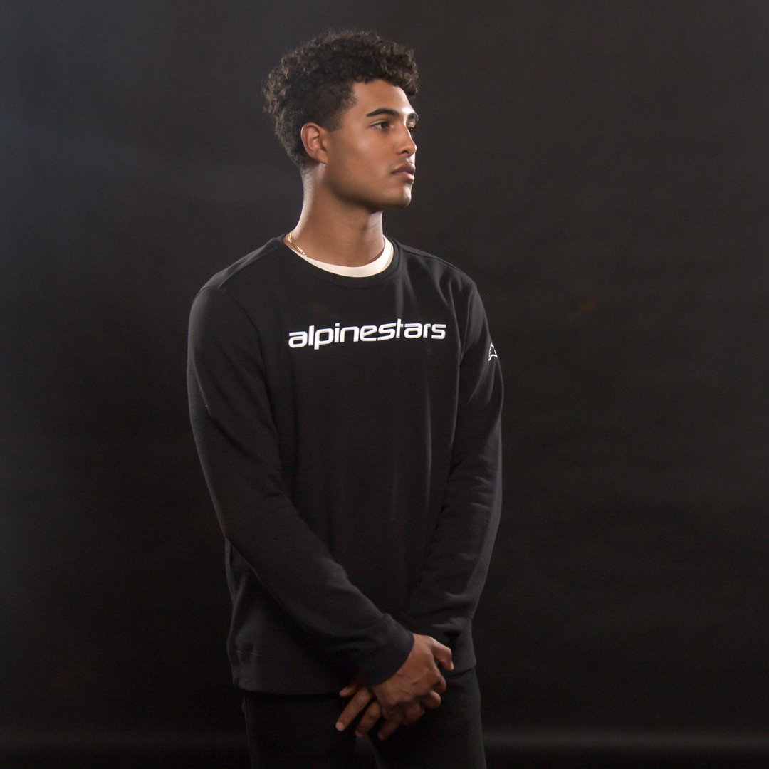 IN STOCK ALPINESTARS Linear Crew Fleece - Black/White - Medium 1212513241020M