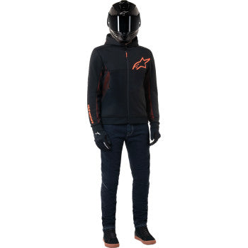 ALPINESTARS Chrome Air Sport Hoodie - Black/Red Fluo - 2XL 4200425-1030-2XL