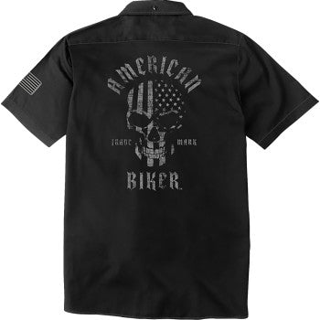 American Biker Biker Sam Contrast Stitch Shop Shirt - Black/Gray - Small ABBSAM16ST8BCHSR