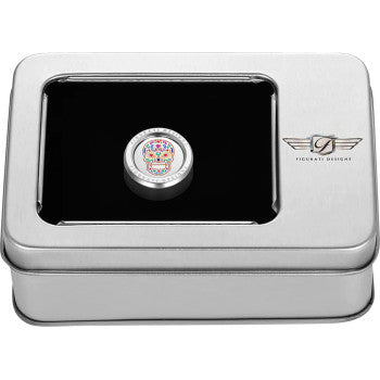 FIGURATI DESIGNS Heel-Toe Shifter Cover - Sugar Skull - Stainless Steel FD30-HTSC-SS