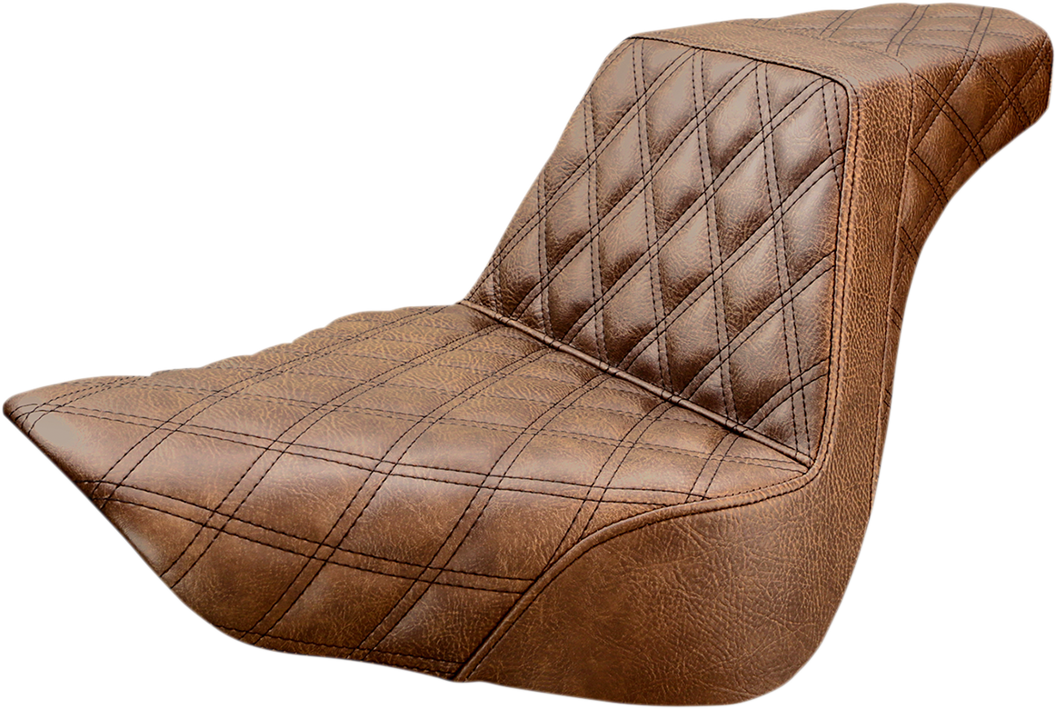 SADDLEMEN Step-Up Seat - Full Lattice Stitch - Brown 818-27-175BR