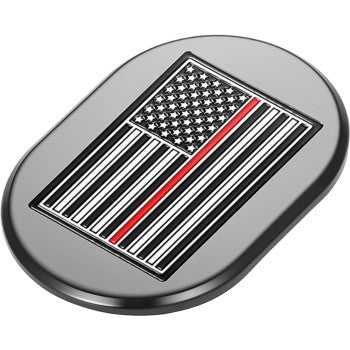 FIGURATI DESIGNS Antenna Cover - Left Rear Fender - Red Line American Flag - Black FD75-AC-BLK-LT