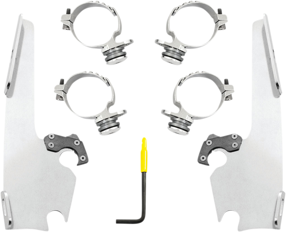 MEMPHIS SHADES Fats/Slim Windshield Trigger Lock Complete Mount Kit - Polished - XL MEK2054