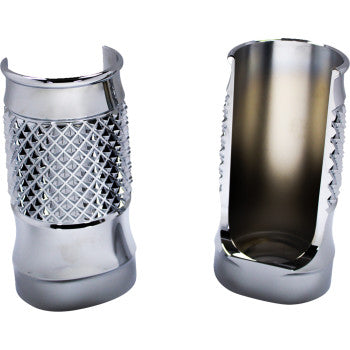 EDDIE TROTTA DESIGNS Fork Slider Covers - Cross-Cut - Chrome TC-WT962