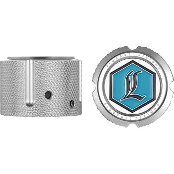 FIGURATI DESIGNS Axle Nut Cover - Front - Stainless Steel - Legends Suspension Logo - Silver FD02-FAC-SS