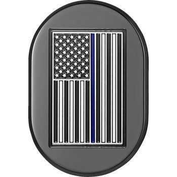 FIGURATI DESIGNS Antenna Cover - Right Rear Fender - Blue Line American Flag - Black FD71-AC-BLK-RT