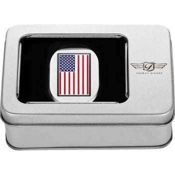 FIGURATI DESIGNS Antenna Cover - Right Rear Fender - American Flag - Chrome FD20-AC-SS-RT