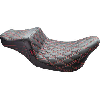 LE PERA Tailwhip Seat - Double Diamond w/ Red Thread - Black - FL '08-'24 LK-587DD-RED