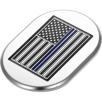 FIGURATI DESIGNS Antenna Cover - Left Rear Fender - Blue Line American Flag - Chrome FD70-AC-SS-LT