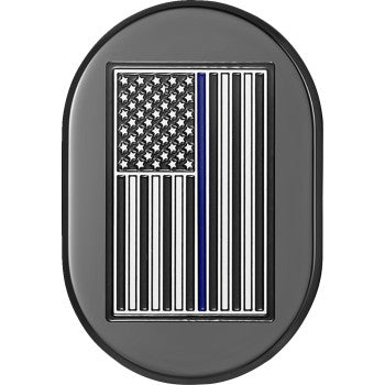 FIGURATI DESIGNS Antenna Cover - Left Rear Fender - Blue Line American Flag - Black FD71-AC-BLK-LT