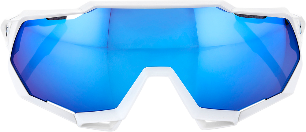 100% Speedtrap Sunglasses - White - Blue Mirror 60012-00003
