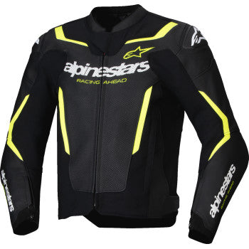 IN STOCK ALPINESTARS Jacket Lthr Gp Force Air Flo Blk/Yl Fl 48 3100326-155-48