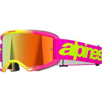 ALPINESTARS GOGGLES Vision 5 Goggle - Wordmark - Pink/Yellow Fluo - Red Mirror 5102425-3085