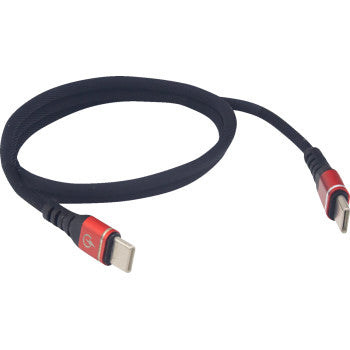RidePower Male USB-C to Male USB-C Cable - Phone - Charger - 12" - Black/Red RPUSBCUSBC12