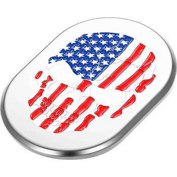 FIGURATI DESIGNS Antenna Cover - Right Rear Fender - American Flag Skull - Chrome FD24-AC-SS-RT