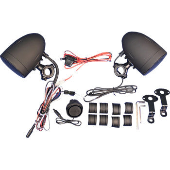 J & M Amplified Speaker Kit - Handlebar - Black - Universal  MHAS-BLU3B