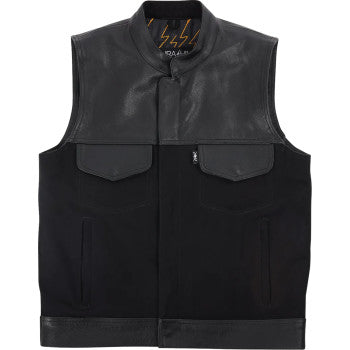 THRASHIN SUPPLY CO. Kanan Leather/Denim Riding Vest - Black - Large TMJ-13-10