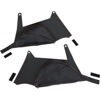 SHOW CHROME Dual Side Tank Pouch - Ballistic w/ Red Stitch - Ryker H40-401CRED