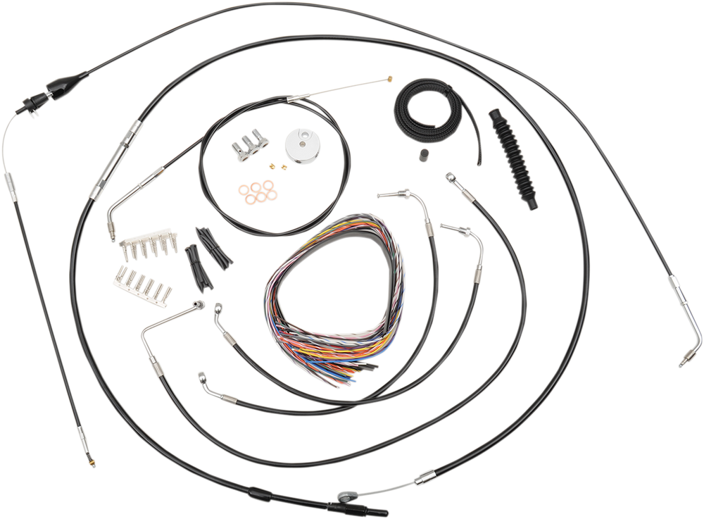 LA CHOPPERS Handlebar Cable/Brake Line Kit - Complete - 12" - 14" Ape Hanger Handlebars - Black Vinyl LA-8005KT2B-13B