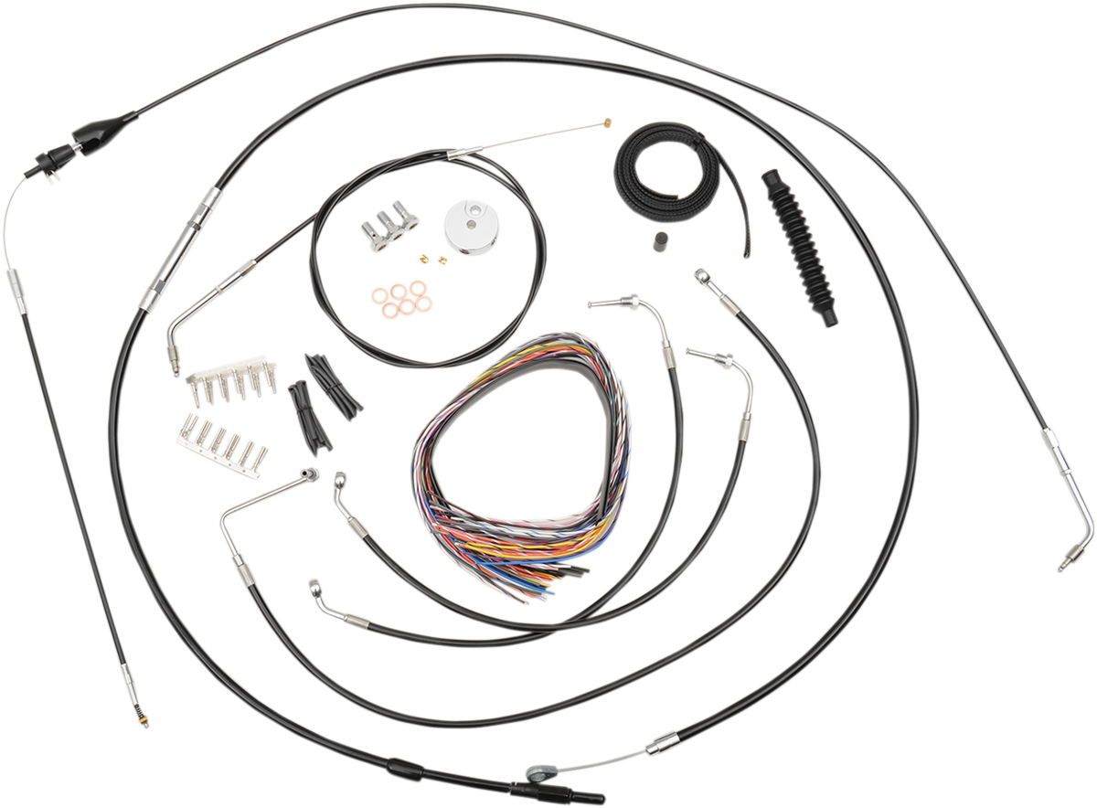 LA CHOPPERS Handlebar Cable/Brake Line Kit - Complete - 12" - 14" Ape Hanger Handlebars - Black Vinyl LA-8005KT2B-13B