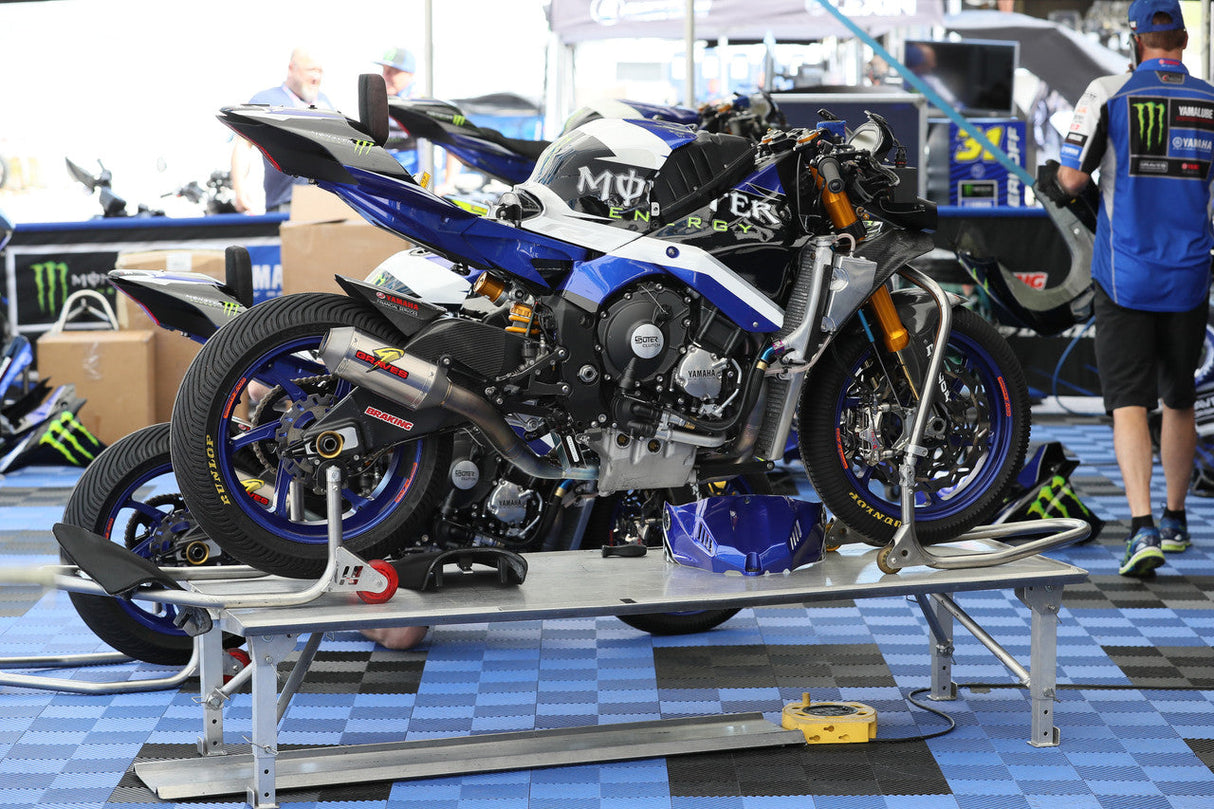 Graves Motorsports Superbike Full Titanium Exhaust System - Electrick Blue Silencer R1 2015-2023 Exy-20r1-Sbkb