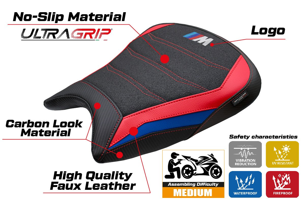 Tappezzeria Italia BMW M1000RR 2023-2025 Seat Cover Ultragrip Blue Red Black