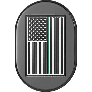 FIGURATI DESIGNS Antenna Cover - Left Rear Fender - Green Line American Flag - Chrome FD72-AC-BLK-LT