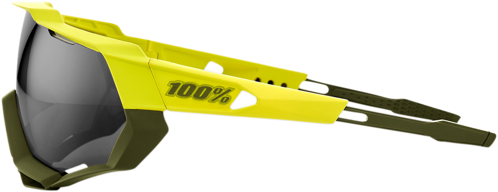 100% Speedtrap Sunglasses - Yellow - Black Mirror Lens 61023-004-61