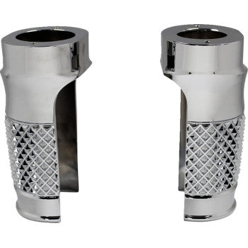 EDDIE TROTTA DESIGNS Fork Slider Covers - Cross-Cut - Chrome TC-WT962