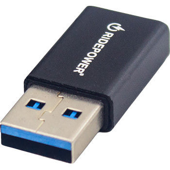 RidePower Male USB to Female USB-C Adapter - Power - Compact - Black RPUSBUSBCADPT