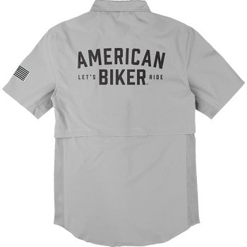 American Biker Let's Ride Vented Shirt - Gray/Black - Small ABBLETSRIDE16ST26GYS