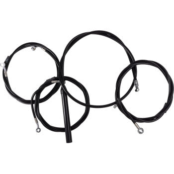 LA CHOPPERS Handlebar Cable/Brake Line Kit - Complete - 15" - 17" Handlebars - Black Vinyl Glide LA-8059KT2-16B