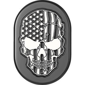 FIGURATI DESIGNS Antenna Cover - Right Rear Fender - Contrast Cut American Flag Skull - Black FD28-AC-BLK-RT