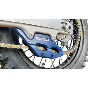 T.M. DESIGNWORKS Factory Edition Chain Guide With Replacement Wear Pad - Blue - Gas Gas/Husqvarna/KTM RCG-KT5-BL2