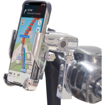 RIDEPOWER Metal Phone Mount - Large - Perch Mount - Chrome RPMTLMOUNTLGCR