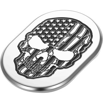 FIGURATI DESIGNS Antenna Cover - Right Rear Fender - Contrast Cut American Flag Skull - Chrome FD27-AC-SS-RT