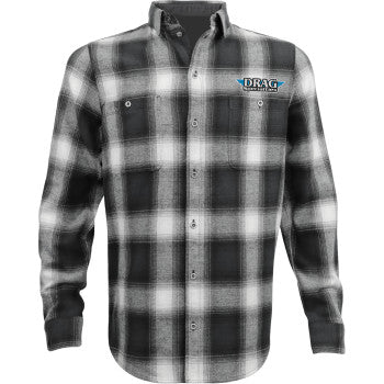 THROTTLE THREADS Drag Specialties Flannel 25 Shirt - Black/Gray - Small SHIRT DRAG FLANNEL 2