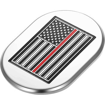 FIGURATI DESIGNS Antenna Cover - Right Rear Fender - Red Line American Flag - Chrome FD75-AC-SS-RT