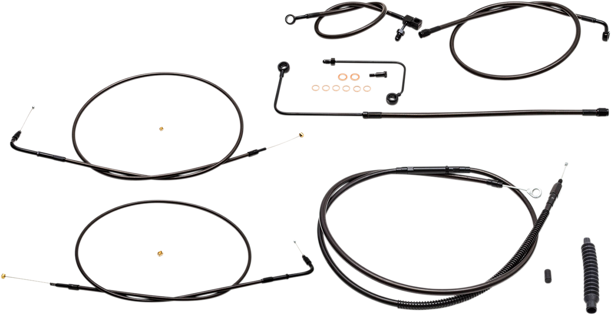 LA CHOPPERS Handlebar Cable/Brake Line Kit - 15" - 17" Ape Hanger Handlebars - Midnight LA-8151KT-16M