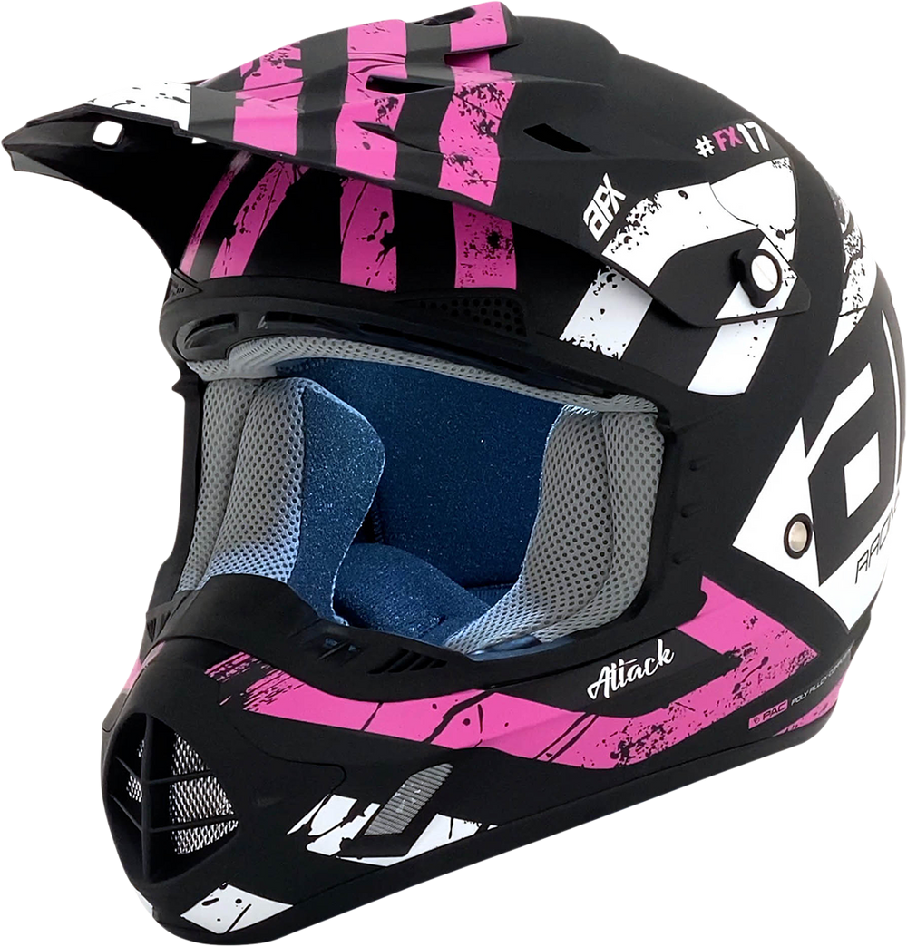 AFX FX-17Y Helmet - Attack - Matte Black/Fuchsia - Large 0111-1413