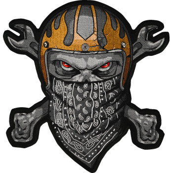LETHAL THREAT Embroidered Bandana Skull Patch - Black - Large LT30223