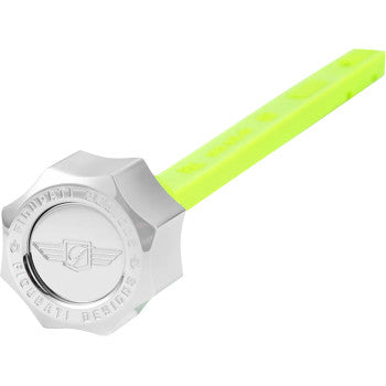 FIGURATI DESIGNS Performance Magnetic Oil Dipstick - Curved - Silver - Indian FD01-MAGDSTS-SM-SS