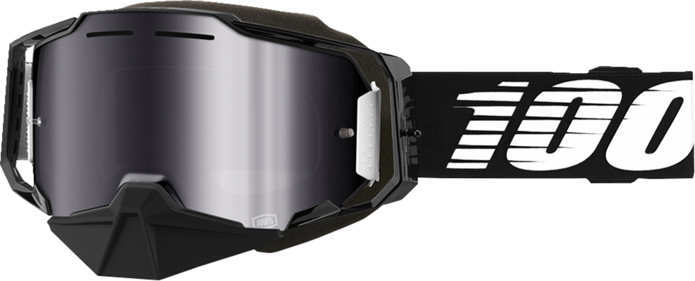 100% Armega Snow Goggles - Black - Silver Mirror 50008-00001