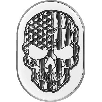 FIGURATI DESIGNS Antenna Cover - Left Rear Fender - Contrast Cut American Flag Skull - Chrome FD27-AC-SS-LT