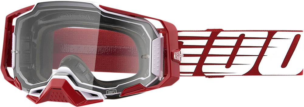 100% Armega Goggles - Oversized Deep Red - Clear 50004-00009