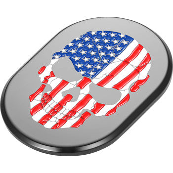 FIGURATI DESIGNS Antenna Cover - Left Rear Fender - American Flag Skull - Black FD25-AC-BLK-LT