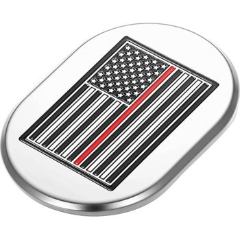 FIGURATI DESIGNS Antenna Cover - Left Rear Fender - Red Line American Flag - Chrome FD75-AC-SS-LT